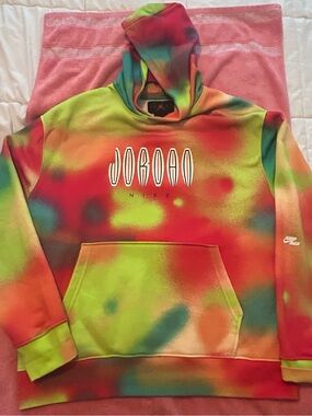 Jordan Multicolor Tie-Dye Hoodie with Red Jumpman